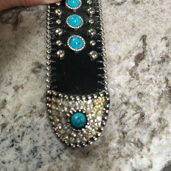 Black belt with turquoise colored studs main image 4
